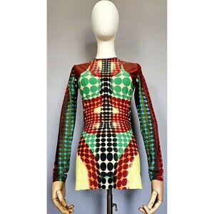 Rare Jean Paul Gaultier F/W 1995 Runway Iconic Cyber Dots Sheer Top
